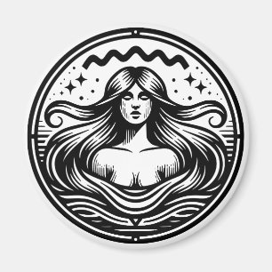 Horoscope Sign Aquarius Symbol Women in Water Magnet