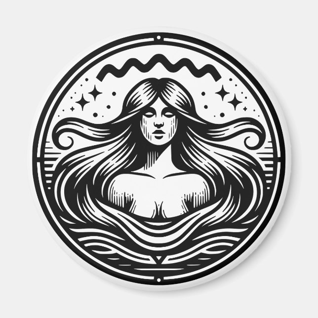 Horoscope Sign Aquarius Symbol Women in Water Magnet (Front)