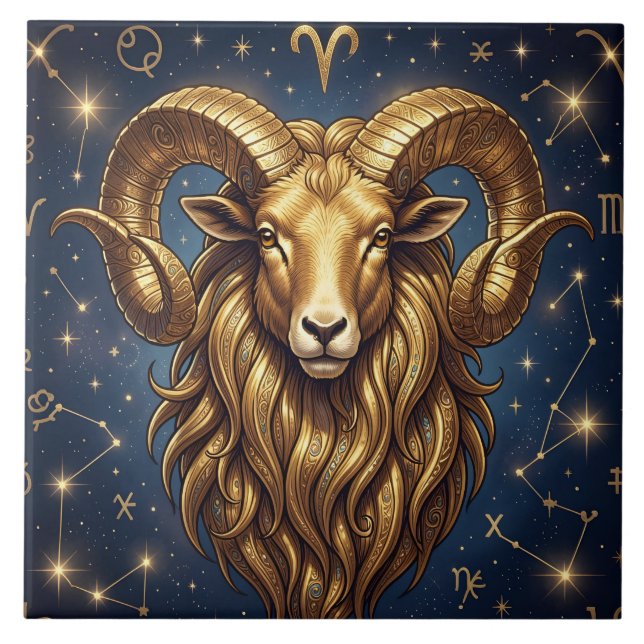 Horoscope Sign Aries | Astrology Art Ceramic Tile (Front)