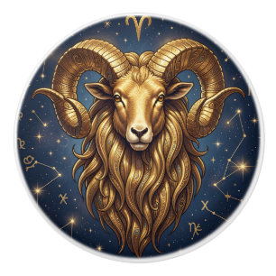 Horoscope Sign Aries Astrology  Ceramic Knob