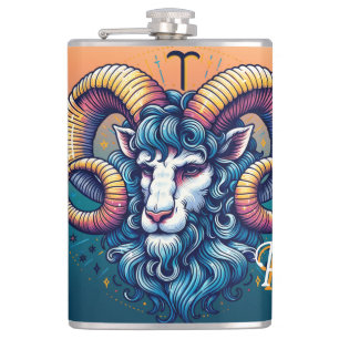 Horoscope Sign Aries Ram Hip Flask