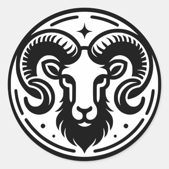 Horoscope Sign Aries Ram Symbol   Classic Round Sticker (Front)