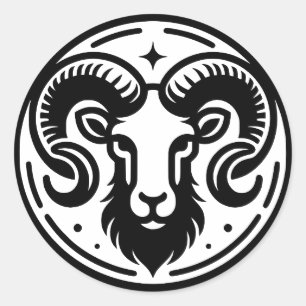 Horoscope Sign Aries Ram Symbol   Classic Round Sticker