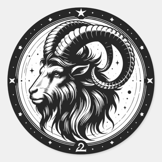 Horoscope Sign Capricorn Goat Symbol  Classic Round Sticker (Front)