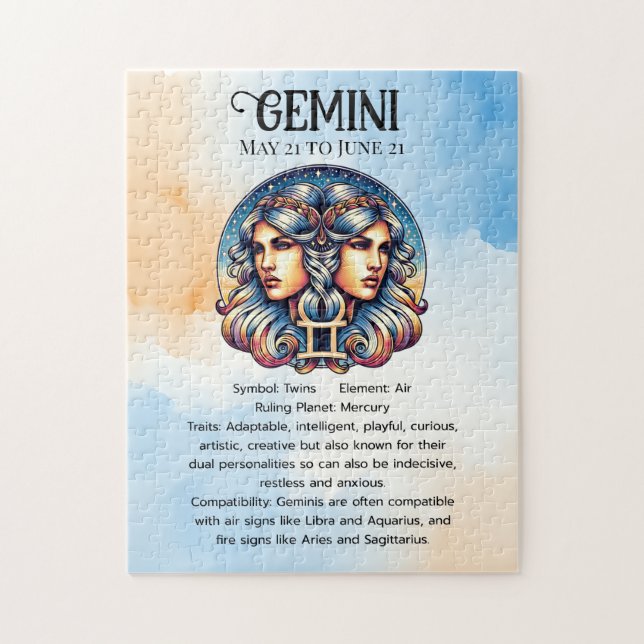 Horoscope Sign Gemini | Twins Astrology Sign Jigsaw Puzzle (Vertical)
