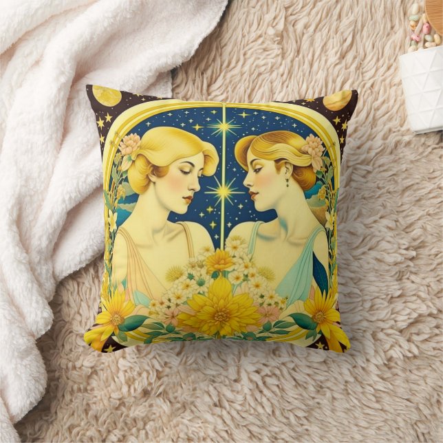 Horoscope Sign Gemini Twins Ethereal Art Cushion (Blanket)