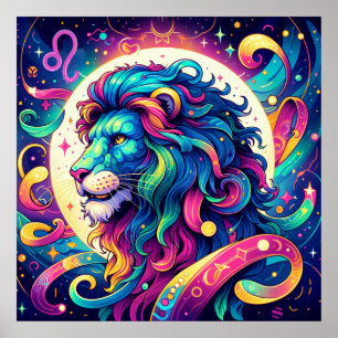 Horoscope sign Leo   Colourful Lion Art