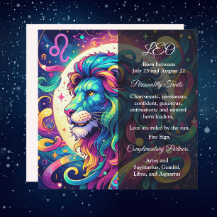 Horoscope sign Leo info Colourful Lion Art