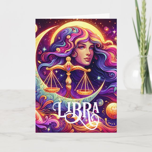 Horoscope Sign Libra Zodiac Ethereal Birthday Card (Front)