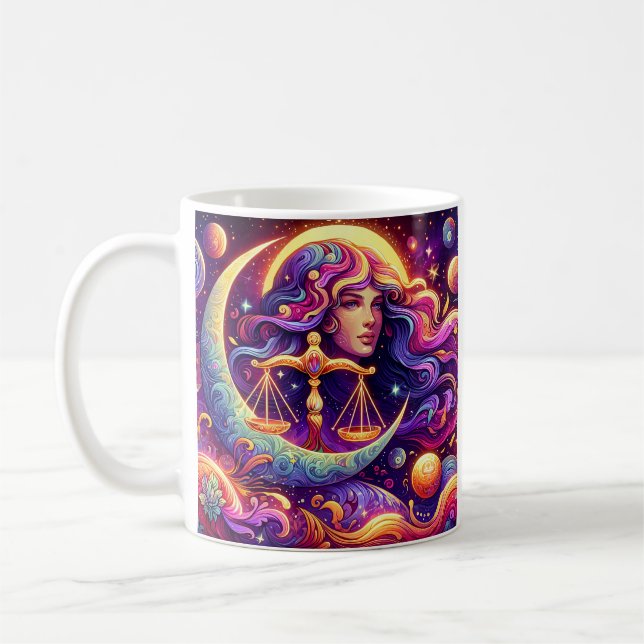 Horoscope Sign Libra Zodiac Ethereal Mystical Art Coffee Mug (Left)