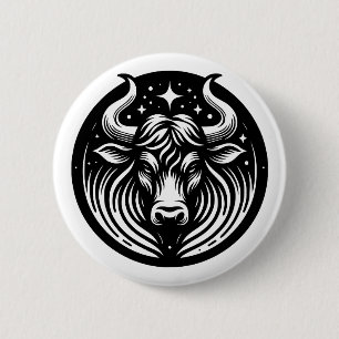 Horoscope Sign Taurus Bull Symbol 6 Cm Round Badge