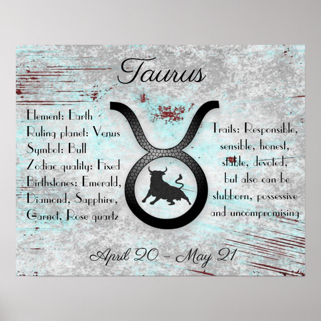 Horoscope Sign Taurus Bull Traits and Dates (Front)