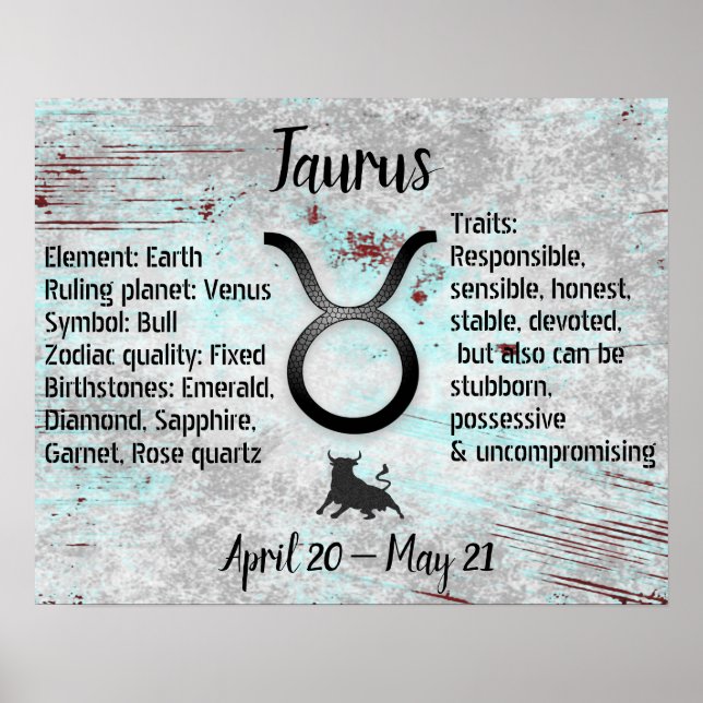 Horoscope Sign Taurus Bull Traits and Dates (Front)