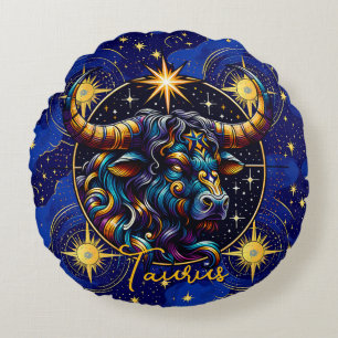 Horoscope Sign Taurus Zodiac Astrology Round Cushion