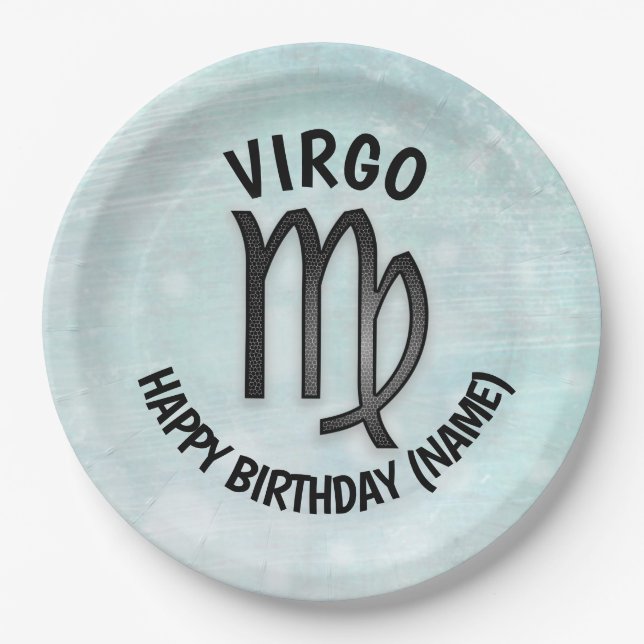 Horoscope Sign Virgo Personalised Birthday Paper Plate (Front)