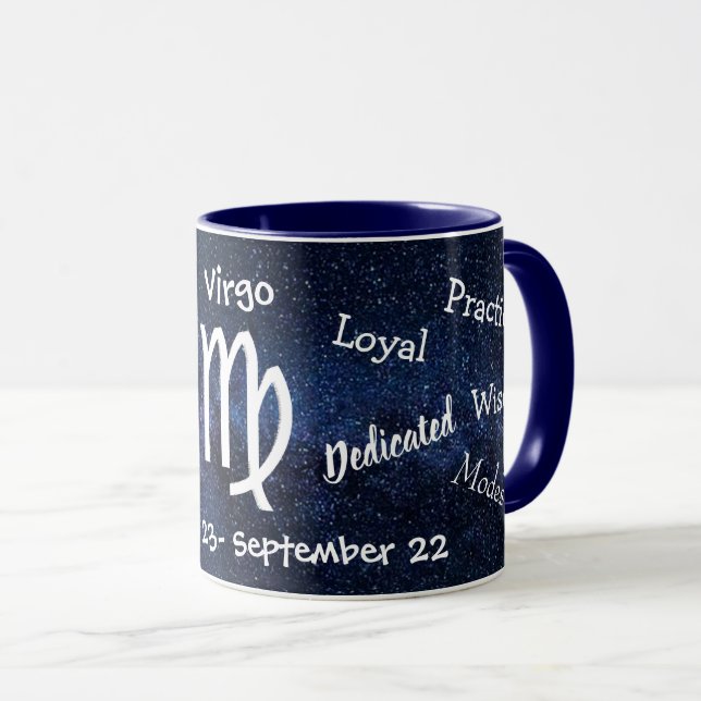 Horoscope Virgo Sign Traits Black and White Mug (Front Right)