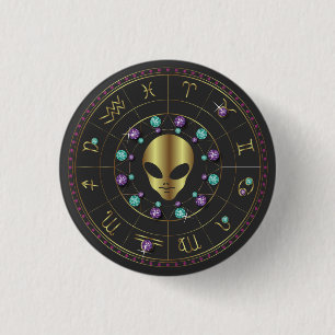 Horoscope Zodiac Alien 3 Cm Round Badge
