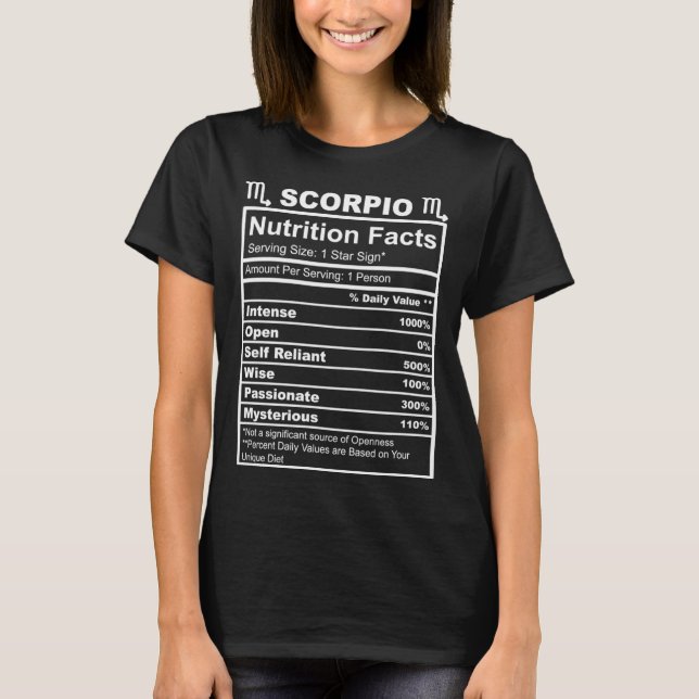 Horoscope Zodiac Sign Astrology Nutrition Facts Sc T-Shirt (Front)