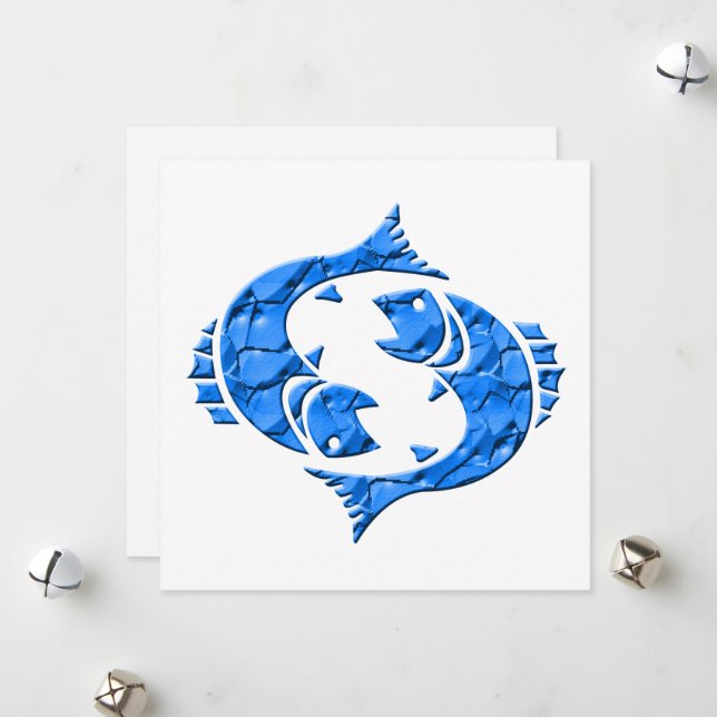 Horoscope Zodiac Sign Pisces Holiday Card (Front/Back In Situ)