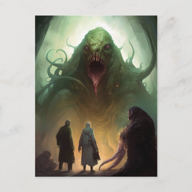 Horrible Green Creature Horror Art Postcard (Front)