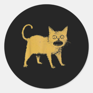 Horrible Japanese Cat Funny Classic Round Sticker