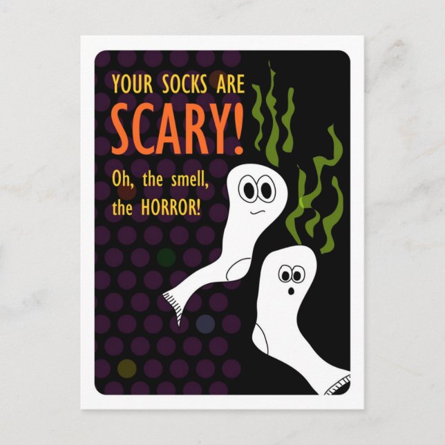 Horribly Smelly Halloween Socks Postcard (Front)
