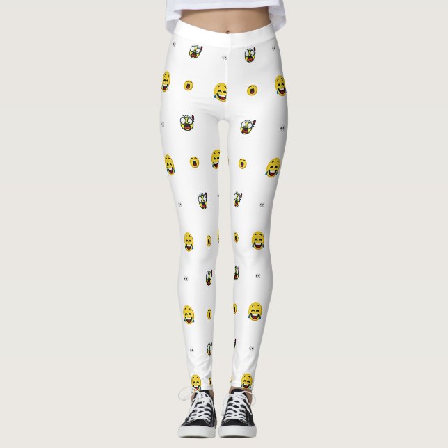 Horrified eyes expression in a funny way leggings (Front)