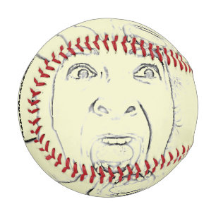 Horrified Screaming Face All Over Design Hilarious Baseball