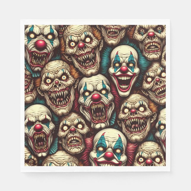 Horrifying Clowns Halloween Party  Napkin (Front)
