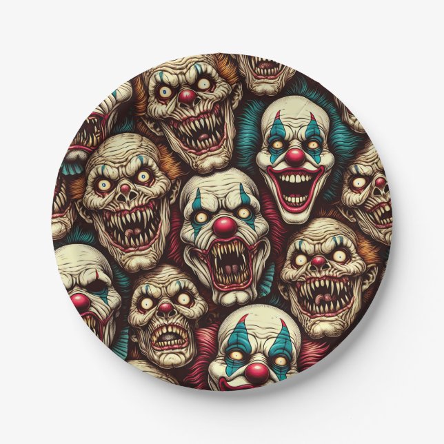 Horrifying Clowns Halloween Party  Paper Plate (Front)
