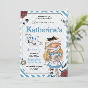 Horror Alice in wonderland Birthday invitation