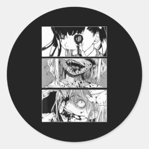 Horror Anime Girl Japanese Aesthetic Anime Otaku Classic Round Sticker