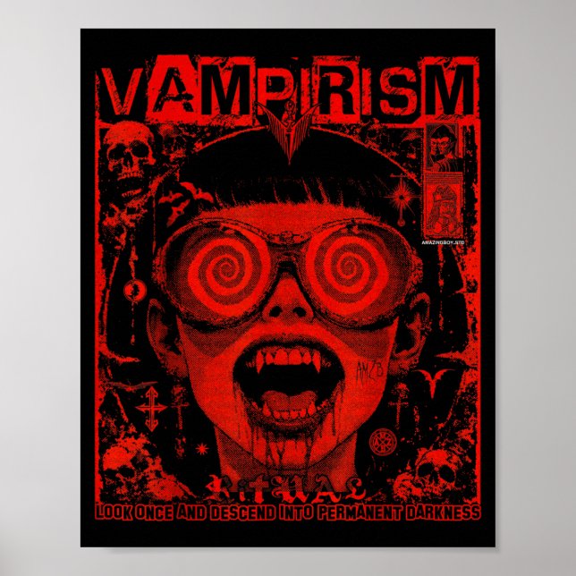 Horror Anime Gothic Emo Vampire Trippy Y2k Nge Poster (Front)