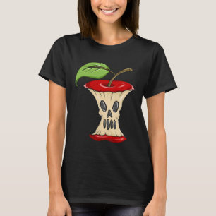 Horror Apple Core Skeleton Face Scary Halloween Ap T-Shirt