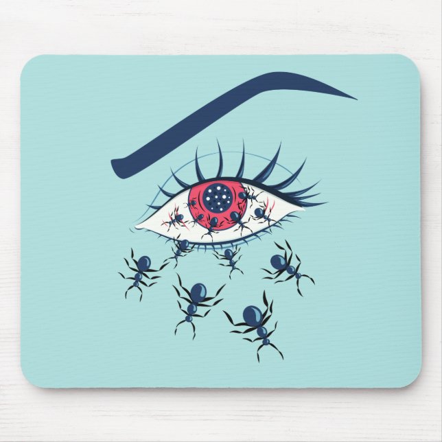 Horror Art Creepy Crawling Insects Eye Mouse Pad (Front)