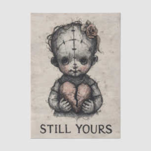 Horror Art of Stitched Doll with Broken Heart Tissue Paper