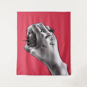 Horror Art Stabbed Fist Gothic Tapestry