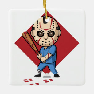Horror Baseball Player Ceramic Ornament