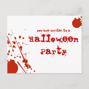 Horror Blood Splatters All White Halloween Invite