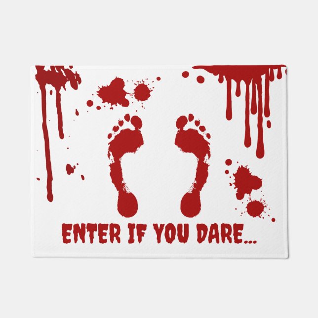 Horror Bloody Footprints Blood Spatter Halloween Doormat (Front)