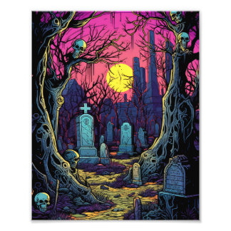 Horror Cemetery Photo Print
