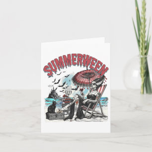 Horror Character Summerween Halloween Vintage Beac Card