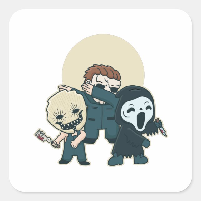 Horror characters square sticker (Front)