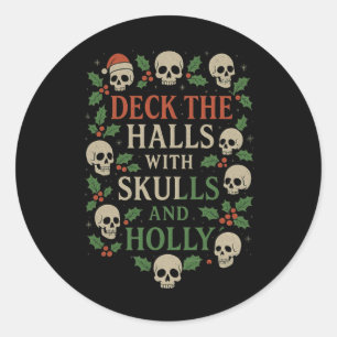 Horror Christmas Design For Goth Skull Lovers Classic Round Sticker