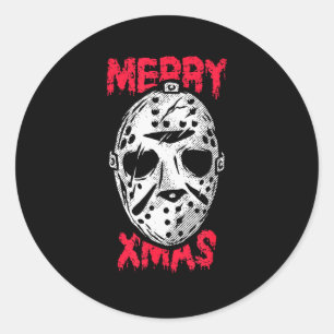 Horror Christmas Merry Xmas Mask  Classic Round Sticker