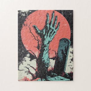Horror Comic Zombie Graveyard Jigsaw Puzzle