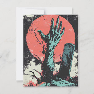 Horror Comic Zombie Graveyard Postcard
