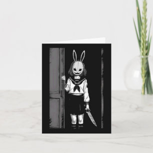 Horror Creepy Girl Bunny Mask Slasher Halloween Co Card