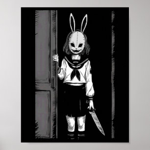 Horror Creepy Girl Bunny Mask Slasher Halloween Co Poster