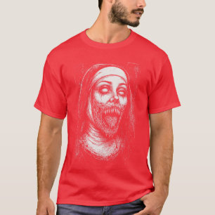 Horror Creepy Nun Demon Unholy Evil Occult Alt Sca T-Shirt